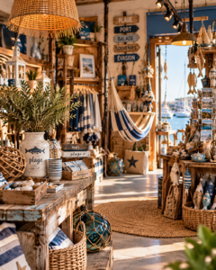 Boutique de décoration artisanale dans un univers bord de mer